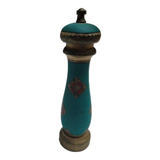 Vintage Italian Florentine Gold, Green & Red Pepper Mill/Grinder For Sale