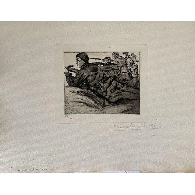 Military 1917 is a beautiful print in etching technique, realized by Anselmo Bucci (1887-1955). Hand signed. Numbered...