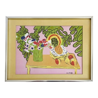 Vintage Henri Matisse "Pineapple and Anemones" Signed, Framed Print For Sale