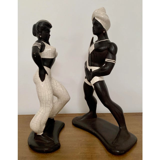 Black Mid-Century Large Ceramic Arabian Genie Dancers - a Pair For Sale - Image 8 of 8