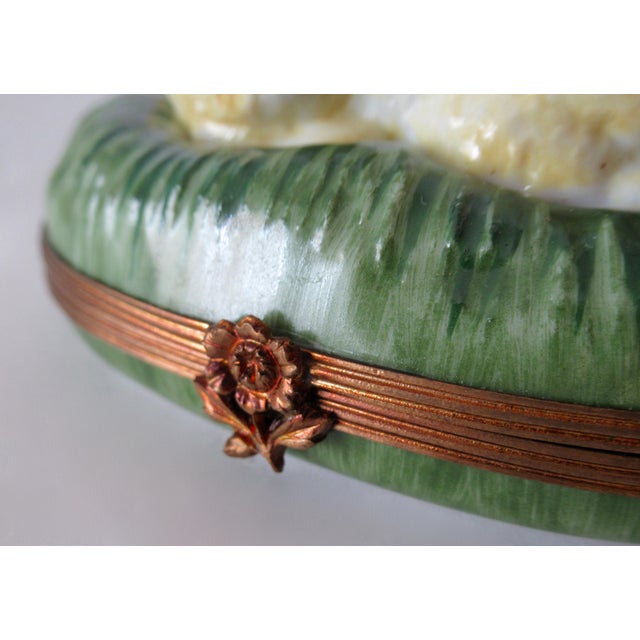 Limoges, France Porcelain, Hand-Painted Charmant Lamp/Sheep Lidded Trinket Box For Sale - Image 9 of 15