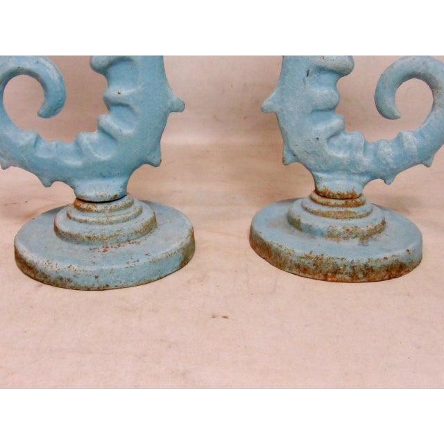 Pair of Vintage English Cast Iron Seahorses For Sale In San Francisco - Image 6 of 17