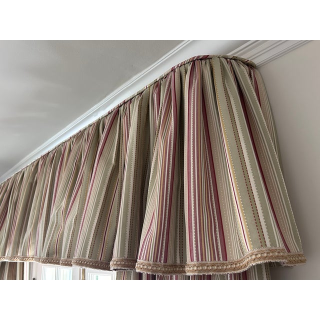Rose Pristine Custom Drapes W/Valances. 6 Panels, 3 Valances, 3 Layers (Face, Flannel & Lining) For Sale - Image 8 of 15