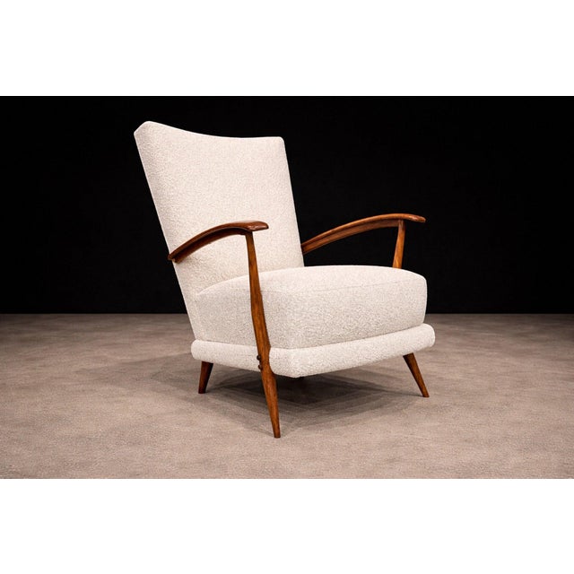 1950s Armchair in Caviuna wood, Leather and Bouclé, Giuseppe Scapinelli, 1950s - Lot 210A For Sale - Image 5 of 12