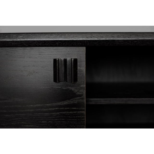 Mid-Century Scandinavian Modern Dark Oak Sideboard with Wooden Handles, 1960s For Sale - Image 12 of 18