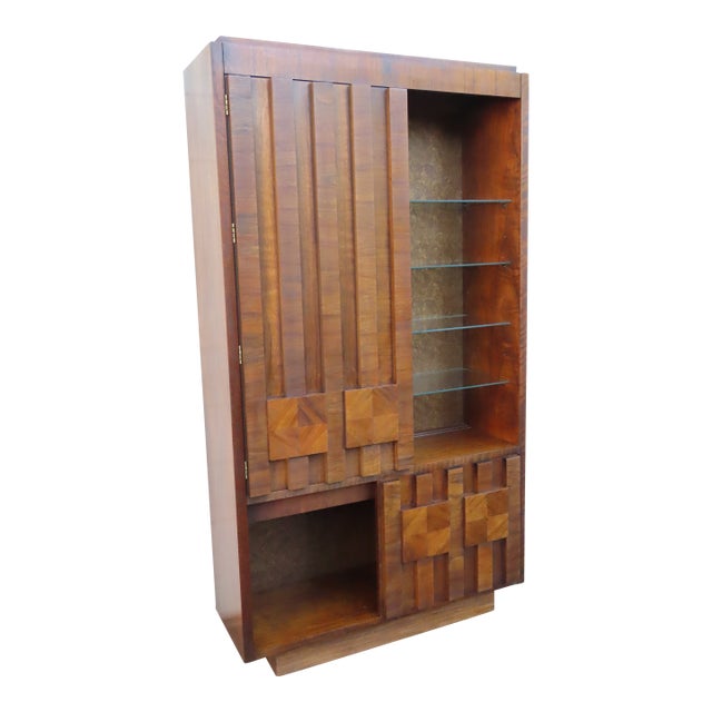 Brutalist Lane Mid Century Modern Bookshelf Display China Cabinet 6303 For Sale