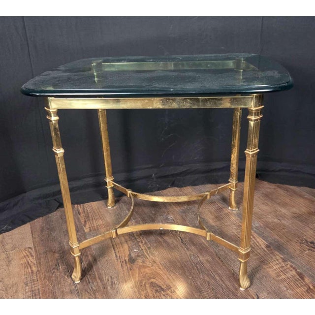 Hollywood Regency 1960s Hollywood Regency or Late MCM Italian Brass and Glass Table For Sale - Image 4 of 12