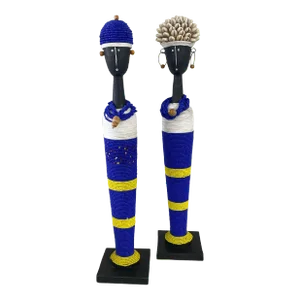 Vintage African Namji Fertility Beaded Dolls 22.5" H S/2