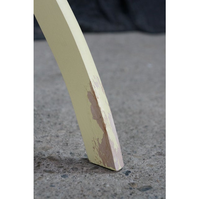 Gate House Ivory Contour Leg Wood Luggage Rack With 3 Petit Point Straps For Sale - Image 4 of 16