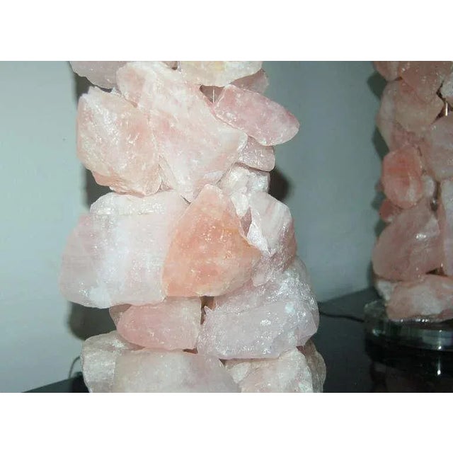 Brazilian Pink Quartz Table Lamp Sculptures by Swank Lighting For Sale In Atlanta - Image 6 of 12