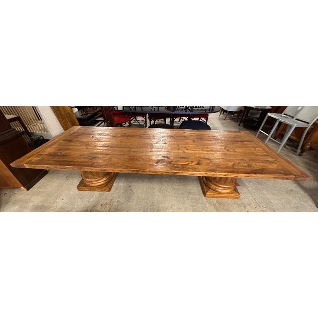 Restoration Hardware Double Pedestal Extension Table For Sale In San Francisco - Image 6 of 12