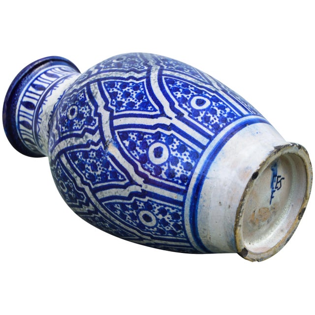Ceramic Moroccan Ceramic Blue Vase For Sale - Image 7 of 8