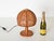 Wonderful mid-century large round table lamp made in curved rattan, bamboo and hand-woven Vienna straw. This charming...