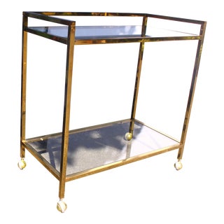 Brass Regency Rolling Bar Cart For Sale