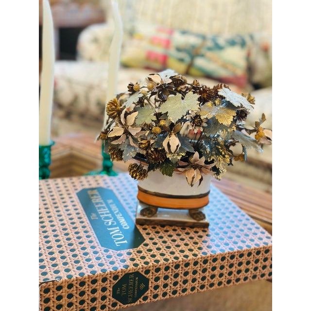 Jane Hutchinson! Vintage decorative floral arrangement featuring intricately crafted metal flowers, leaves, berries, and...