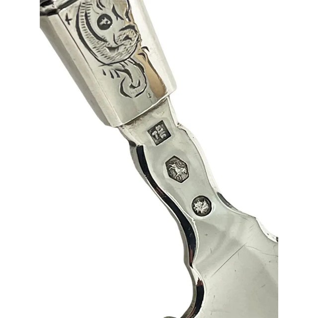 Traditional Dutch Silver Fish Serving Spoon with Agate, Denmark, 19th Century For Sale - Image 3 of 10