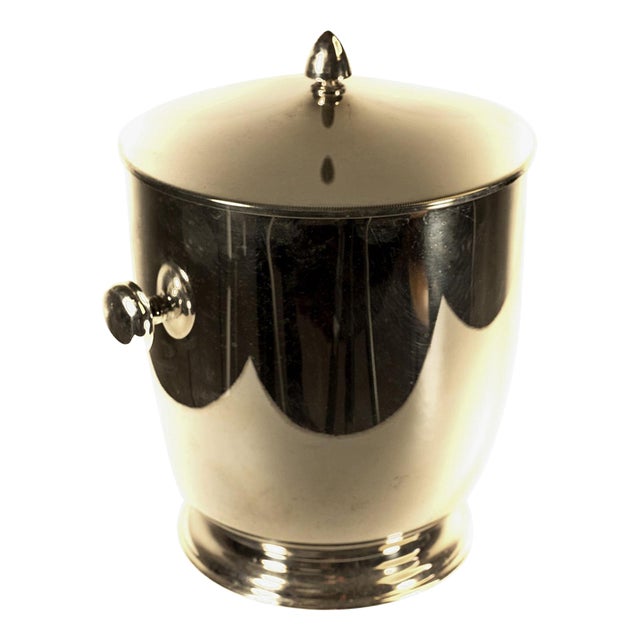 Antique Silver-Plated Ice Bucket attributed to Maestri Vetrai, Italy, 1970s For Sale
