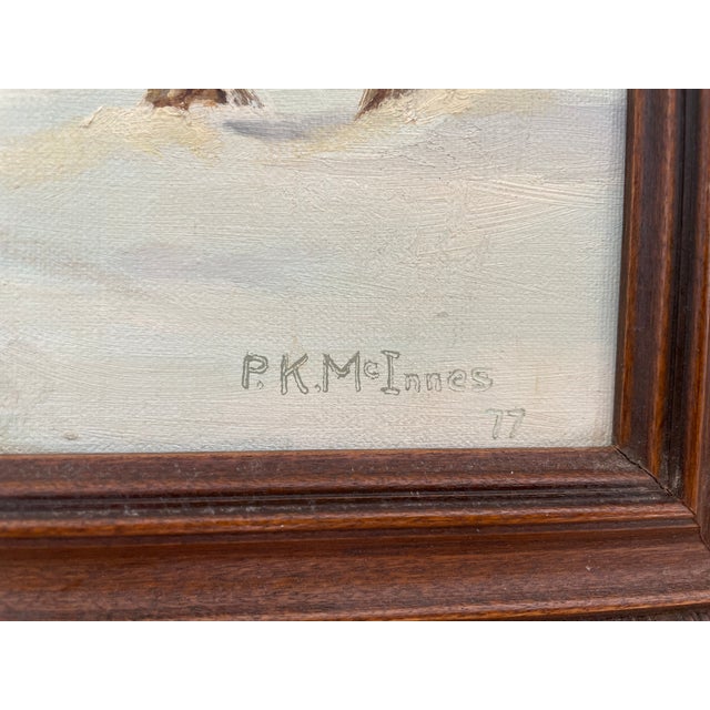 Wood 1977 Original Winter Landscape Painting "Old Sturbridge Village" For Sale - Image 7 of 12