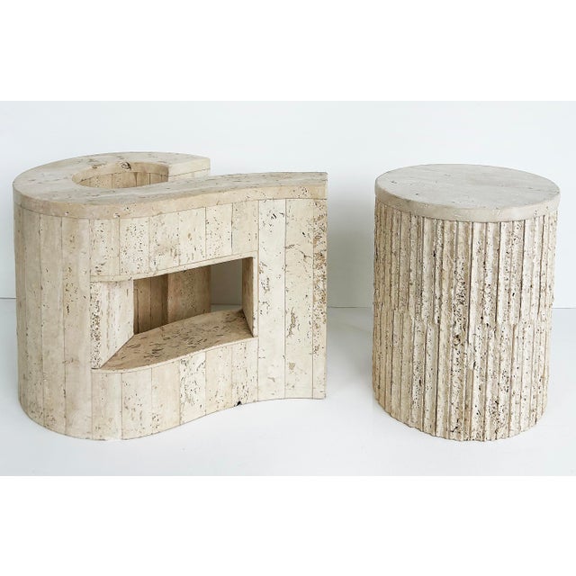 Late 20th Century Sculptural Travertine Post-Modern Question Mark Coffee Table, Beveled Glass Top For Sale - Image 10 of 10