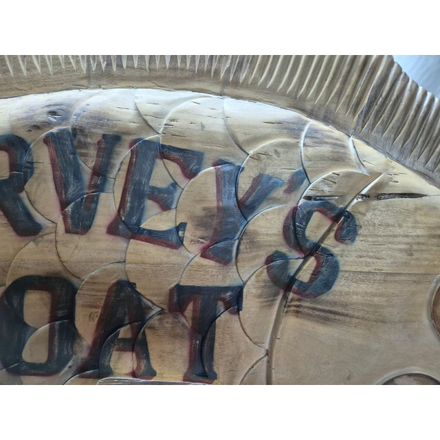 Brown Harvey's Boat Rental Carved Flounder Trade Sign For Sale - Image 8 of 12