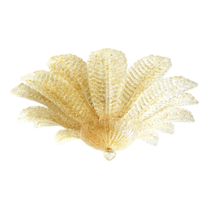 Venetian Amber ” Leaves Graniglia” Murano Glass Flush Mount