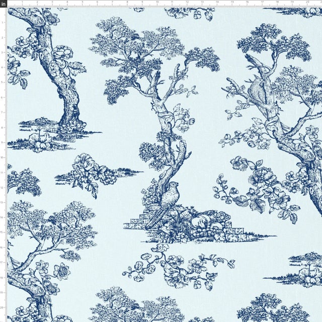 Farmhouse Red from Scalamandre crafted by Cloth & Company Geneva King Headboard, Blue Toile For Sale - Image 3 of 7