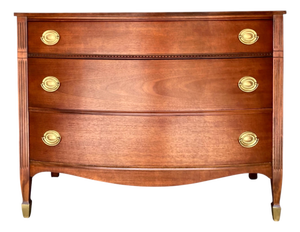 Vintage Federal Revival Mahogany Chest | Serpentine Front | Reeded Columns | Entry, Foyer or Bedroom Storage