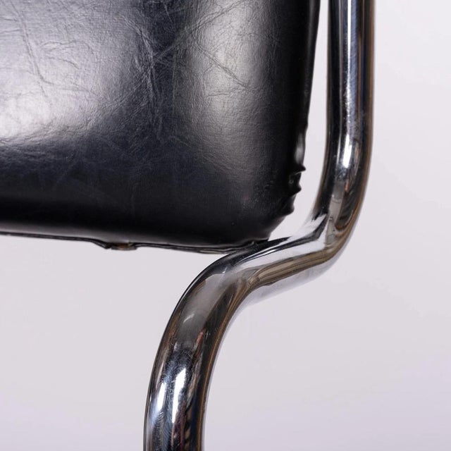 Black Leather Chair from the Mánes Exhibition Hall For Sale - Image 9 of 12