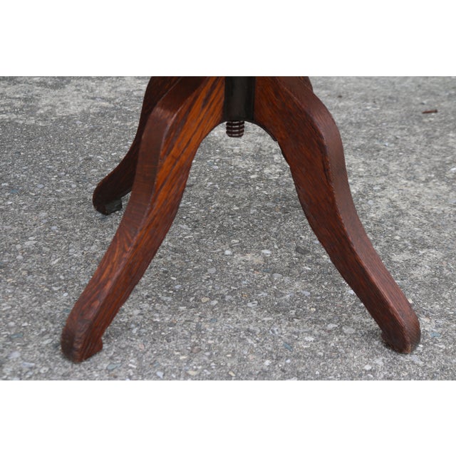 Circa 1910 Quarter-Sawn Tiger Oak Mission Arts and Craft Writing Table on Wheels With Removable Book Shelf and Chair For Sale - Image 12 of 12