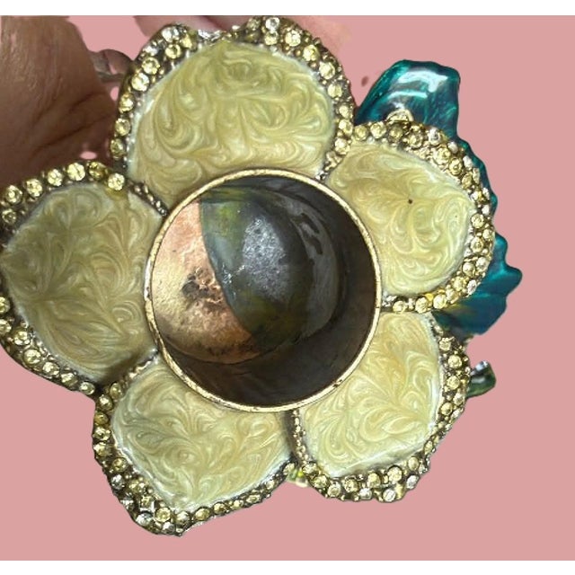 1990s Vintage Ornate Enameled Floral Butterfly Candlestick Whimsy Fairy For Sale - Image 5 of 12