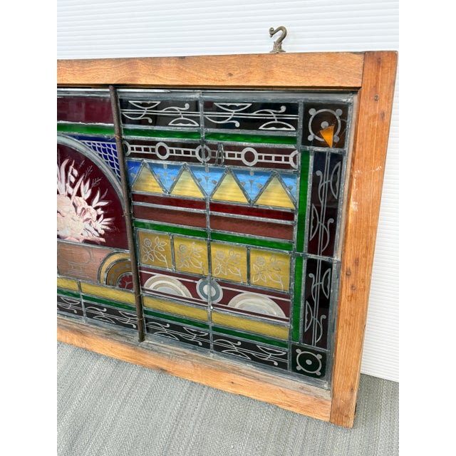 Vintage Stained Glass Window Panel For Sale - Image 9 of 12
