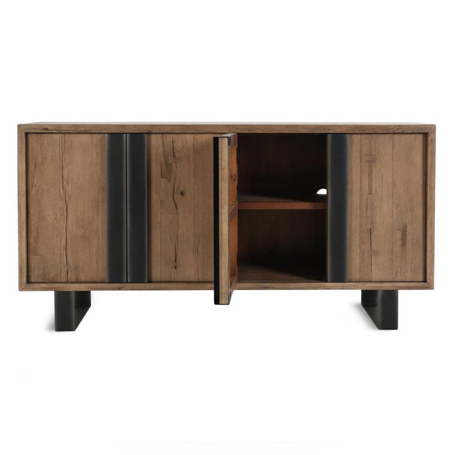 Farmhouse Modern Salvaged Wood & Iron Buffet For Sale - Image 3 of 5