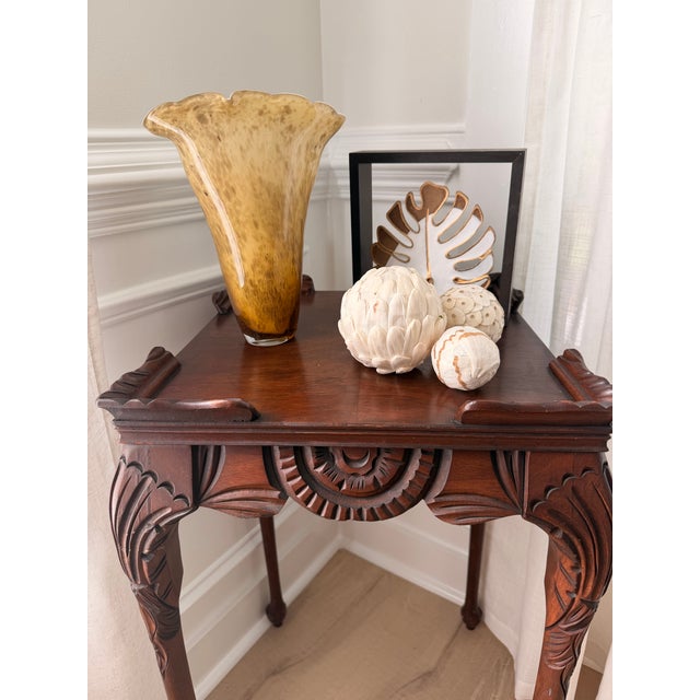 Murano Vintage Murano Style Amber Art Glass Fluted Vase For Sale - Image 4 of 4