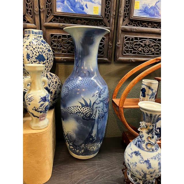 Chinese Porcelain Blue and White Big Vase A Pair Chairish