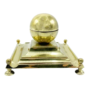Art Deco Solid Brass Sleek Geometric Inkwell