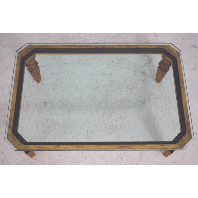 Neoclassical Stunning Vintage Neoclassical Glass Top Coffee Table For Sale - Image 3 of 13