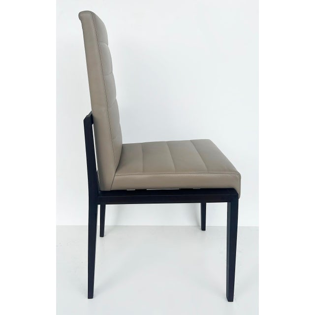 Taupe Umberto Asnago for Mobilidea Italian Leather/Oak Tall Chairs- a Pair For Sale - Image 8 of 12