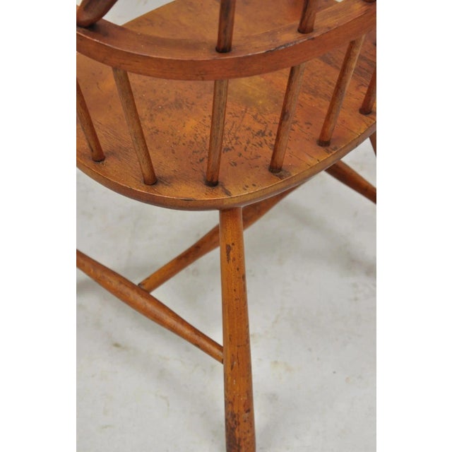 Brown Antique Colonial Style Bentwood Maple Small Child's Windsor Arm Chair For Sale - Image 8 of 10