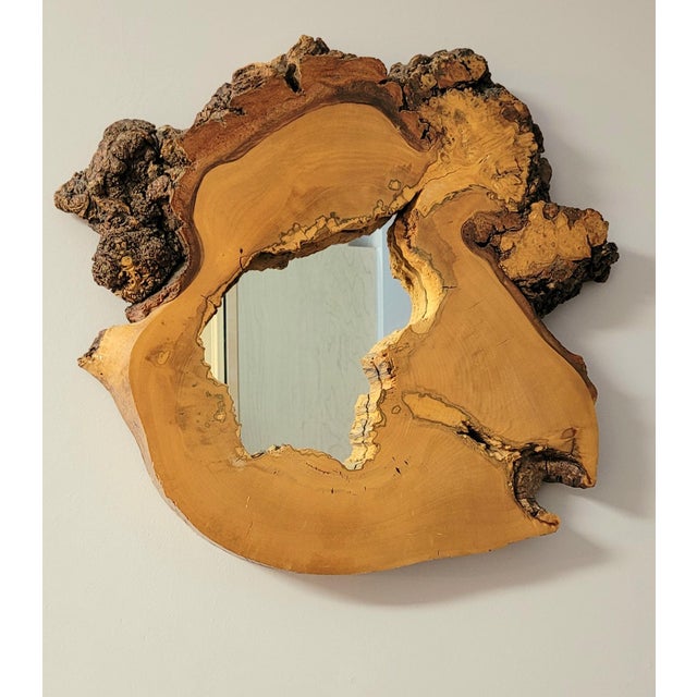 Live Edge Burlwood Mirror For Sale - Image 11 of 14