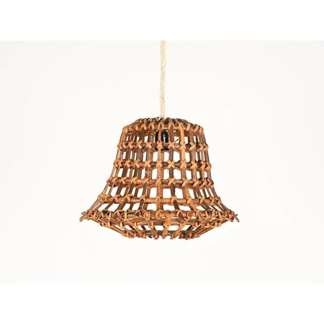 French Pendant in Rattan and Wicker by Louis Sognot, 1960s For Sale - Image 4 of 11