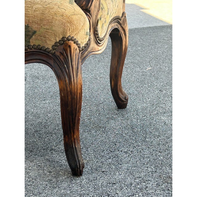 Wood Mid 19th Century Antique Pair of French Louis XV Style Bergere or Armchairs For Sale - Image 7 of 10