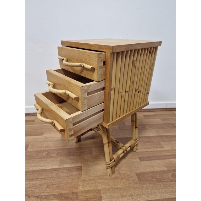 Vintage Bedside Tables in Bamboo and Oak, 1980s, Set of 2 For Sale - Image 14 of 16