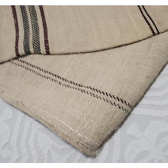 Late 19th Century Antique European Woven Linen Textile Grain Sack With Stripes — 21" X 51" For Sale - Image 5 of 8