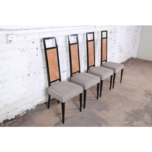 Harvey Probber MidCentury Modern High Back Cane and Ebonized Wood