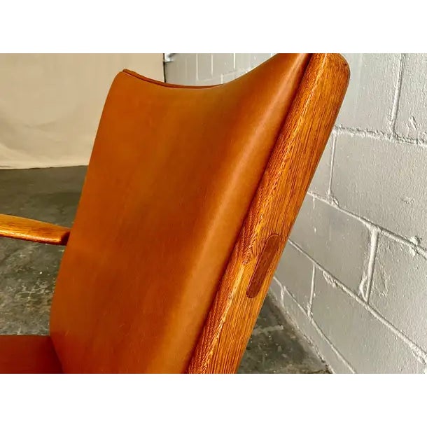 Wood Vintage Hans Wegner Ap-16 Lounge Chair in Oak & Cognac Leather, 1951 For Sale - Image 7 of 12