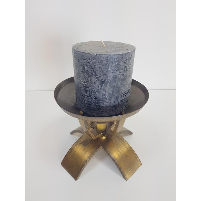 1960s Vintage Brutalist Brass Candleholder, 1960s For Sale - Image 5 of 9