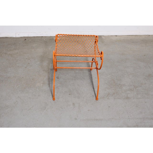 Orange Vintage Mid-Century Modern Atomic Orange Metal Stool For Sale - Image 8 of 13