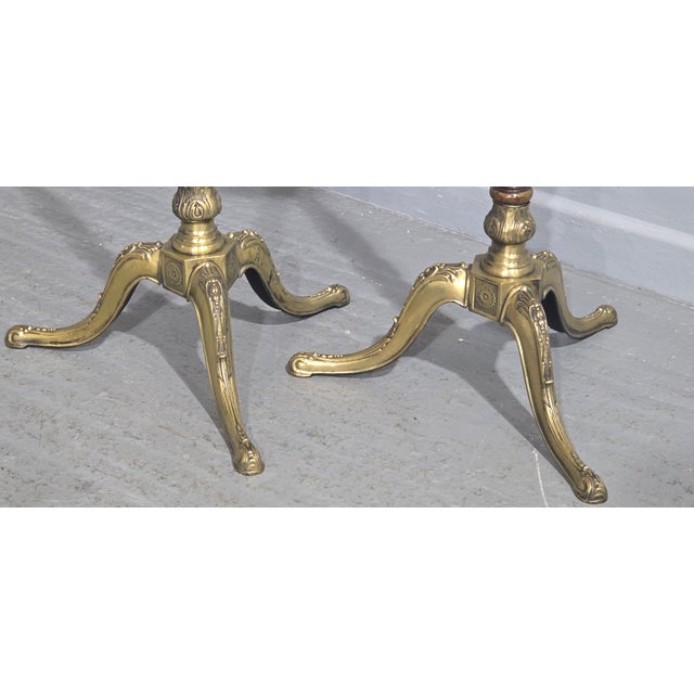 1920s Mahogany and Brass Torchere Stands, 1920s, Set of 2 For Sale - Image 5 of 9