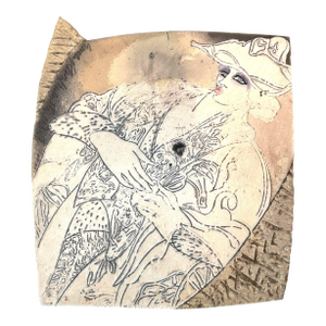 Steven Kemenyffy Portrait of a Woman Ceramic Art Sculpture Wall Plaque 1983