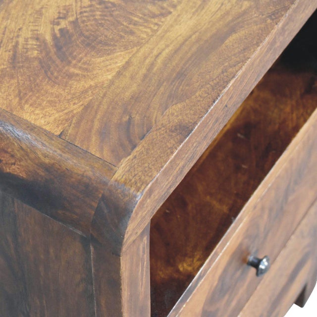 Chestnut-Finish Mango Wood Curved Nightstand For Sale In Philadelphia - Image 6 of 8